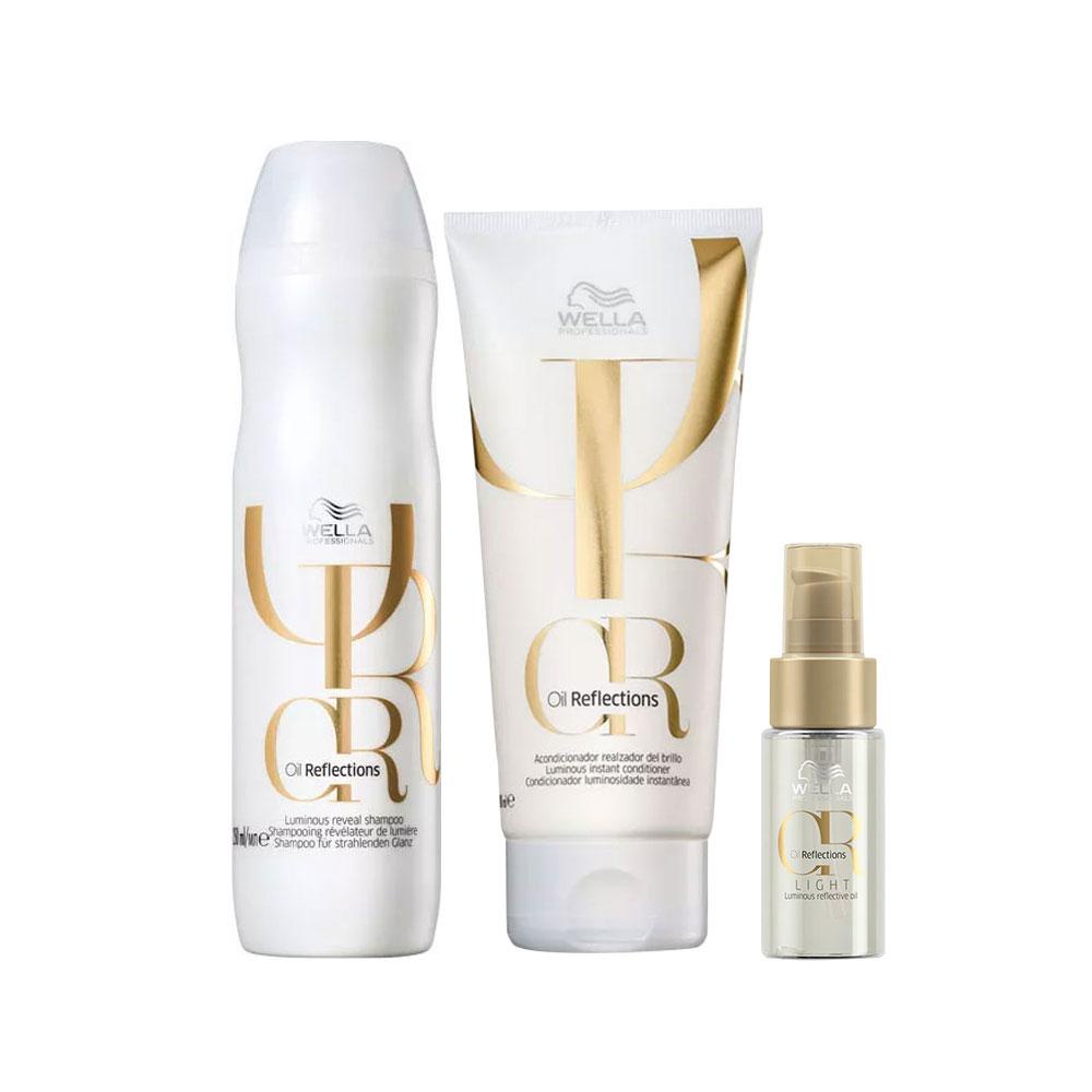 Kit Wella Oil Reflections - Shampoo e Condicionador e Óleo em Oferta na Shopee