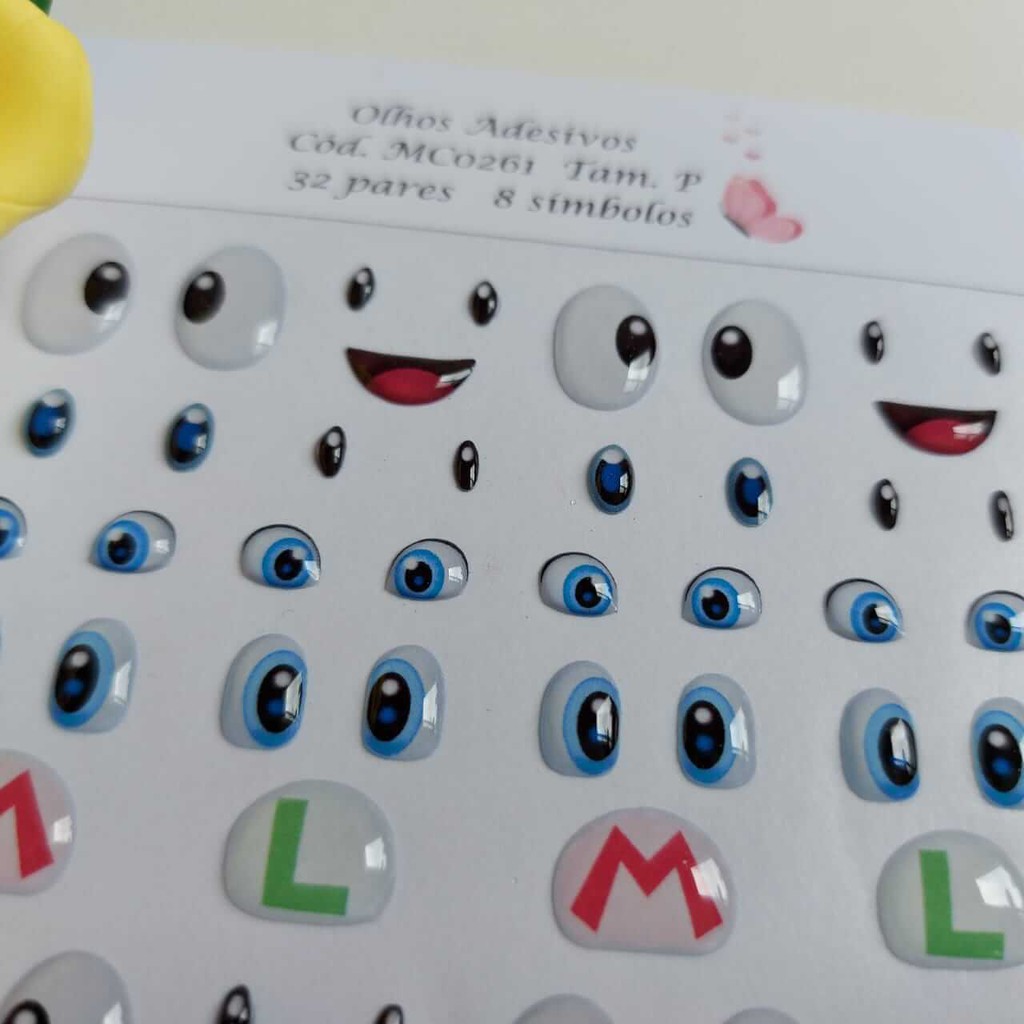 Olhos e símbolos Adesivos Resinados MC0261 P Turma do Mario