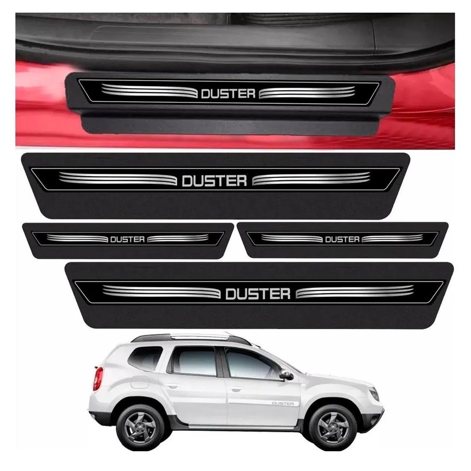 Kit 8 Peças Adesivo Soleira Proteção Porta Renault Duster - Preto