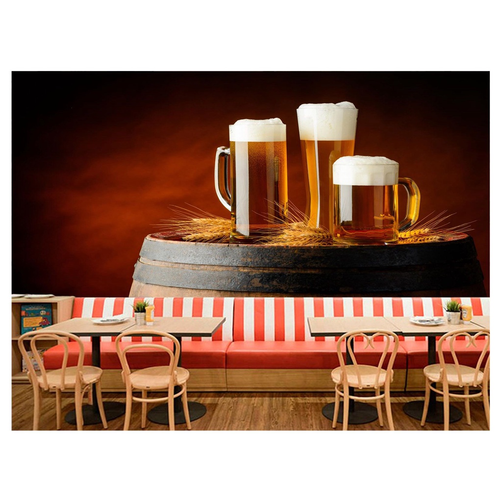 papel de parede Cerveja bebida barril cevada 3D m² AL84
