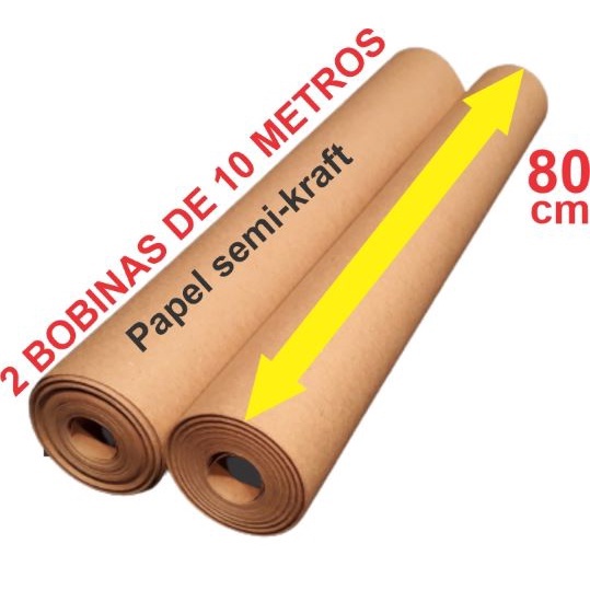 02 BOBINAS 10m cada (20m Total)  PAPEL PARDO SEMI-KRAFT C/ 80 CM DE LARGURA, GRAMATURA 80gr. DIRETO DA FÁBRICA!