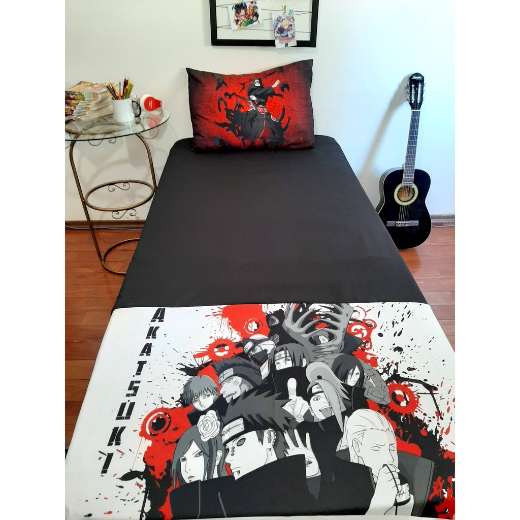 Jogo de Lençol Manto Akatsuki / Lençol Anime / Presente Top/ Geek / Presente Adolescentes