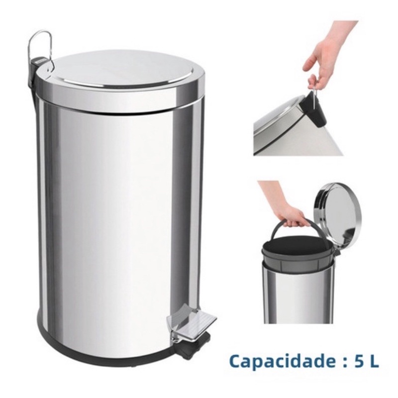 Lixeira Inox 5 Litros Balde Removível lixeira de cozinha lixeira de banheiro