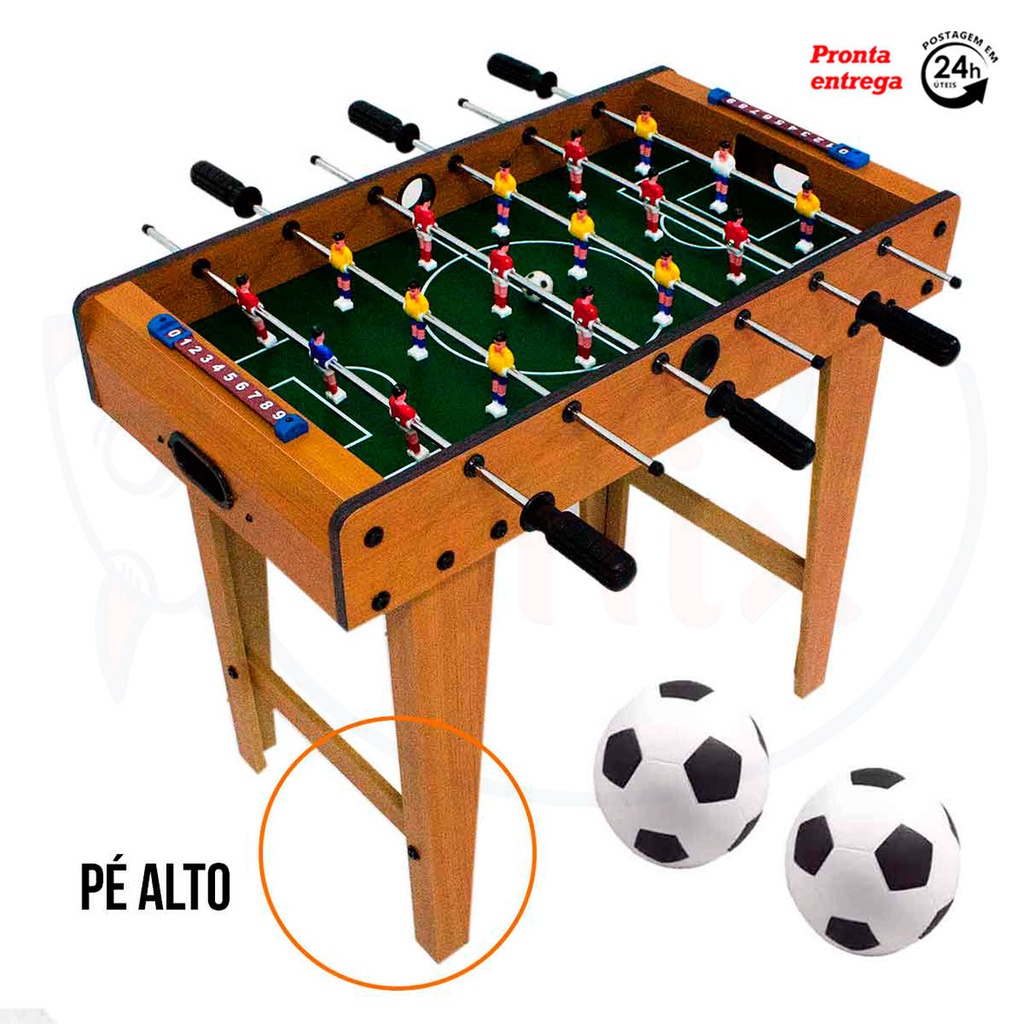 Mini Mesa Pebolim Infantil Totó Pé Alto 60 cm 18 Jogadores