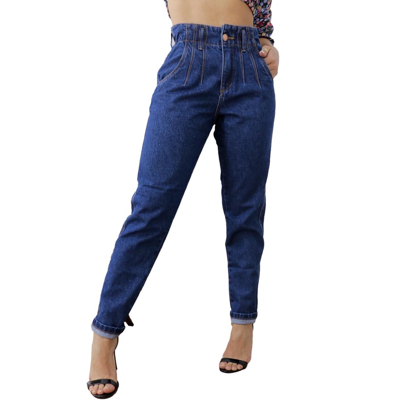Calça Jeans Modelo Mon Com Elástico Na Cintura Moda Feminina em Oferta na Shopee