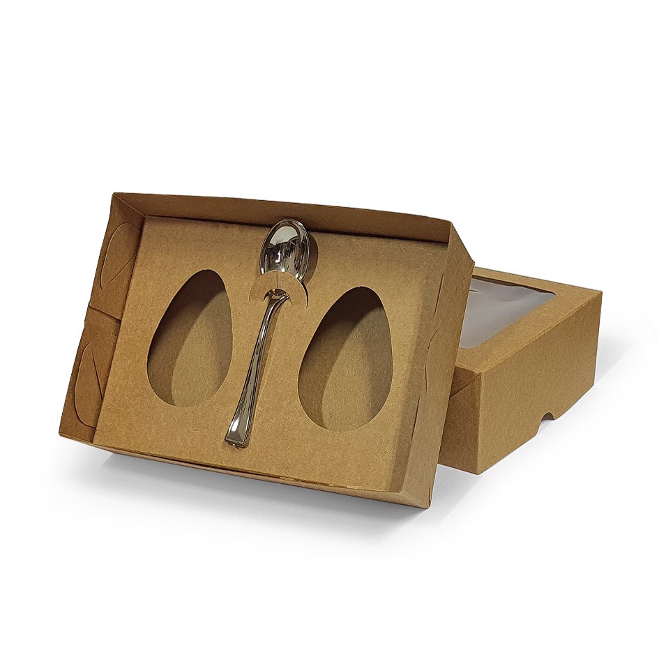 Kit 10 Unidades Caixa Ovo Colher 50g Kraft 2 Ovos 5x15x11cm Chocolate Confeitaria Lembrancinha Visor em Oferta na Shopee