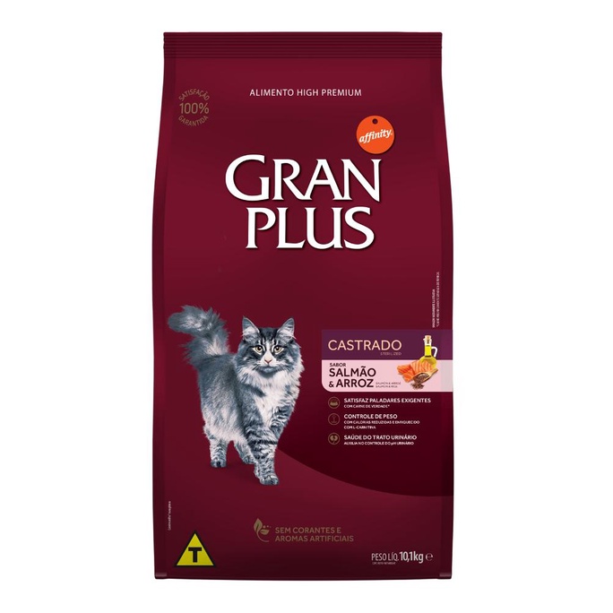 Racao Gran Plus Gatos Castrados Salmao E Arroz 10,1kg em Oferta na Shopee