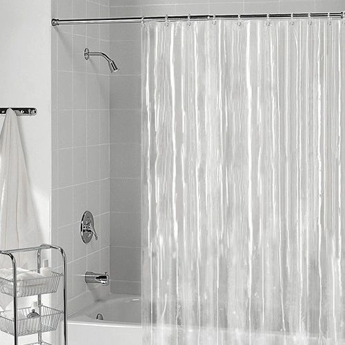 Cortina Box Banheiro Transparente Forte 1,38x2,00m Antimofo Chuveiro PVC Com Ganchos Presilhas