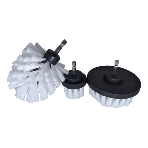 Kit Escovas P/ Furadeira Limpeza de Estofados Cerdas Macias