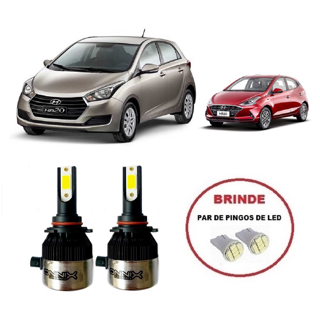 Kit 2 Lampadas Super Led para Farol De Milha Modelo HB4 com 6000k e 8000 Lumens para Hyundai HB20 Hatch ano 2016 2017 2018 2019 2020 2021
