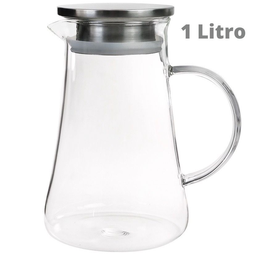 Jarra De Vidro Com Tampa De Inox 1 Litro | Shopee Brasil