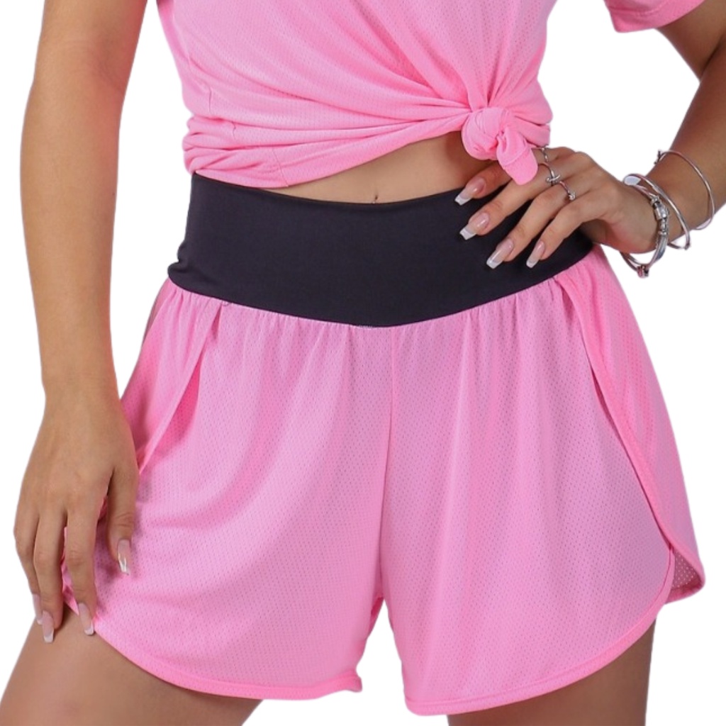 Short Duplo Academia Feminino Fitness para Caminhada, Crossfit e Atividades ao Ar Livre, Tecido Leve e Confortável