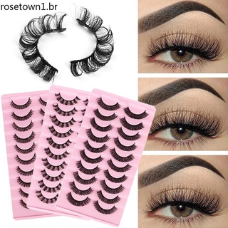 10 Pares Cílios Postiços Russos 3D/DD Curl 10-23mm/Super Volume/Reutilizável/Fofo/Natural