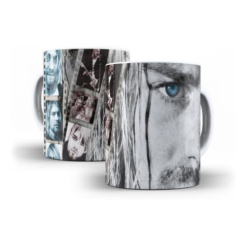 Caneca Branca de Cerâmica Nirvana Rock Kurt Cobain Cris Dave Mod 06