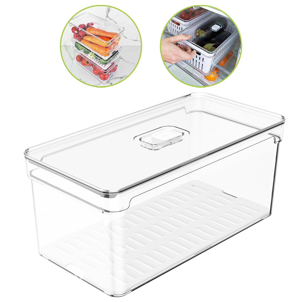Organizador de Geladeira Empilhável 5 Litros Clear Fresh com Respiradouro Frutas Legumes Vegetais