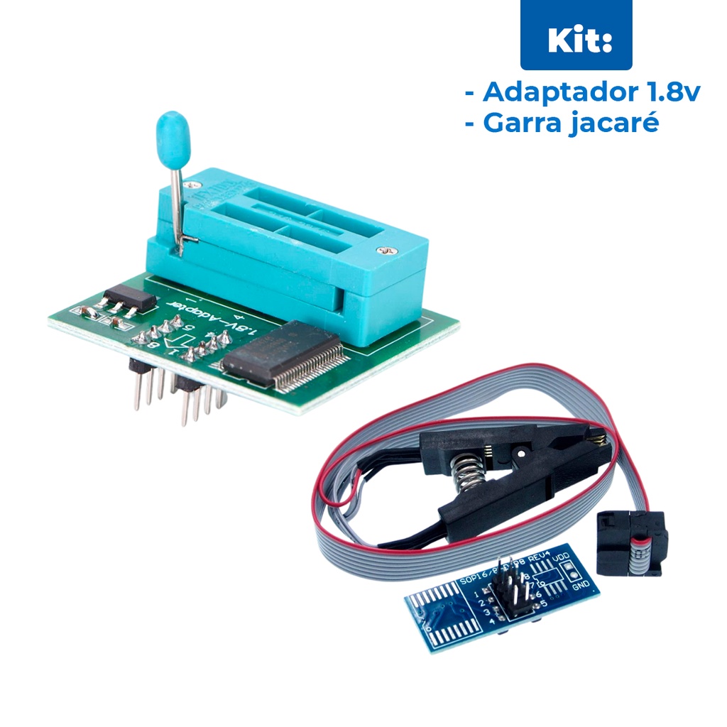 Pinça Clip Garra Jacaré Soic 8 + Adaptador de Voltagem 1.8V