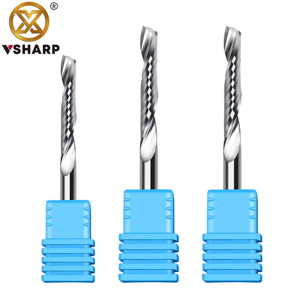 Vsharp 1 Flauta Espiral Fresa 3.175 Milímetros 4 Milímetros Carboneto Tungstênio Gravura Bits Ferramentas Cnc Para em Oferta na Shopee