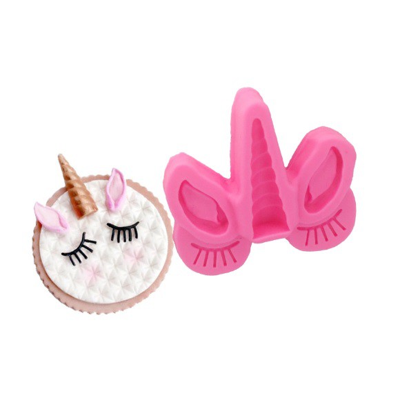 Molde de Silicone Unicórnio - Orelhas, Chifre e Cílios de Unicórnio para Artesanato e Confeitaria