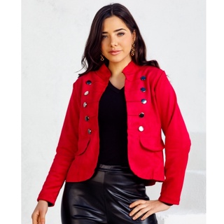 Jaqueta Casaquinho Brenda Suede Com Botões Moda Feminina
