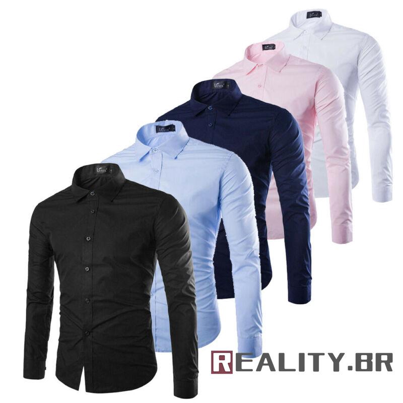 camisa social masculina slim fit