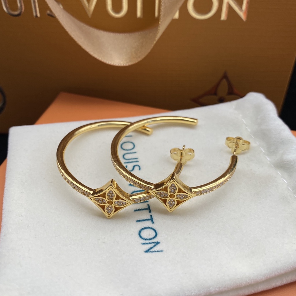 LV Louis Vuitton brincos de argola femininos de trevo de 4 folhas banhado a  ouro Joias da moda E00104 - Escorrega o Preço