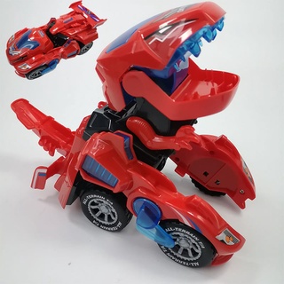 Criança deformação elétrica de brinquedo dinossauro carruagem automática deformação automóvel universal brinquedo luminoso robô