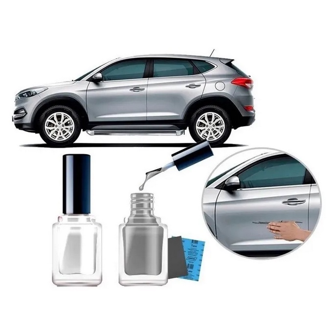 Tinta Tira Risco Automotiva para Hyundai Tucson Cor Prata Metal