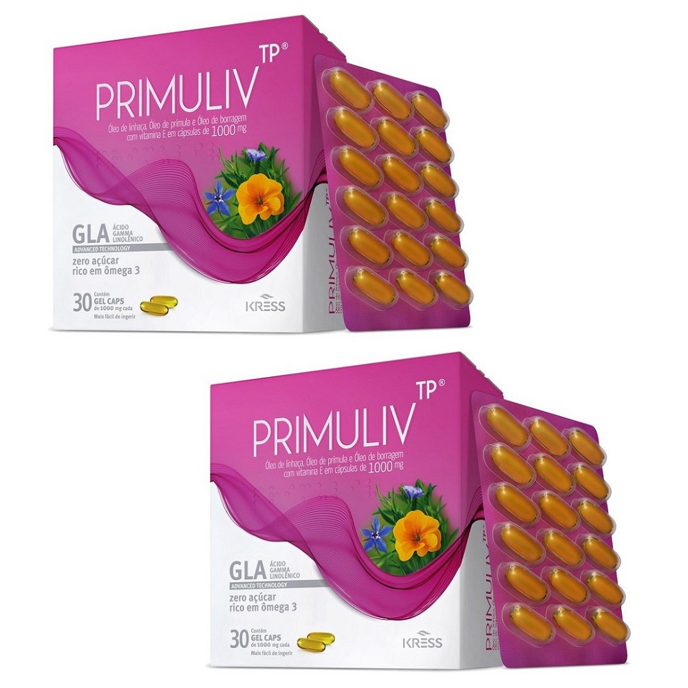 Primuliv 2x30 Contra Tpm Menopausa Primula linhaça mulher jovem idosa