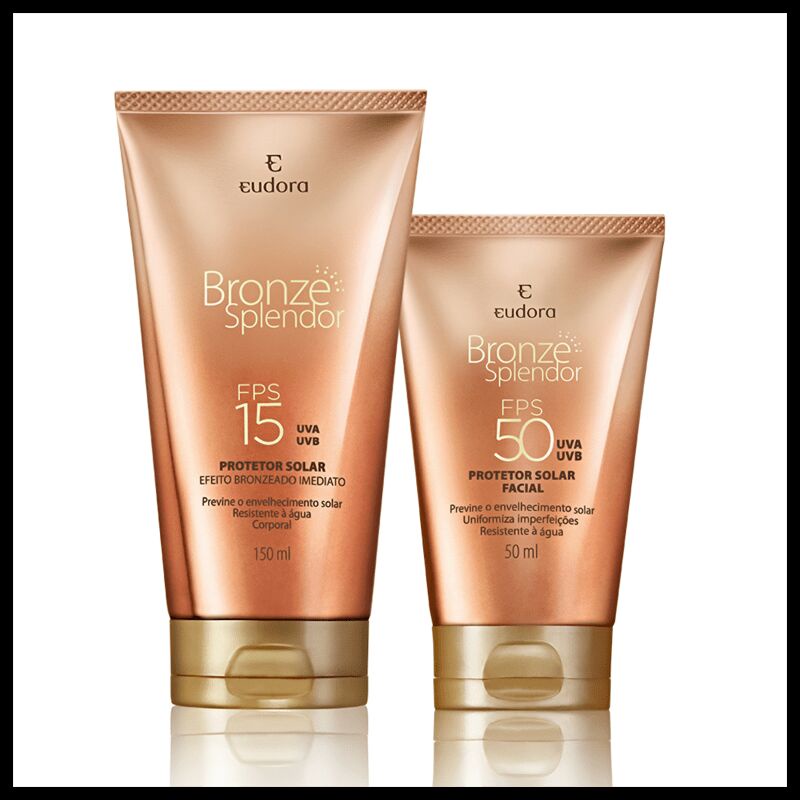 Kit Bronze Splendor Protetor Solar Facial FPS 50 + Corporal FPS 15 ...