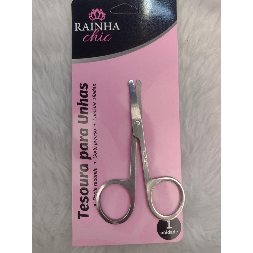Tesoura Profissional Ponta Redonda Sobrancelhas E Cílios Inox RCB108