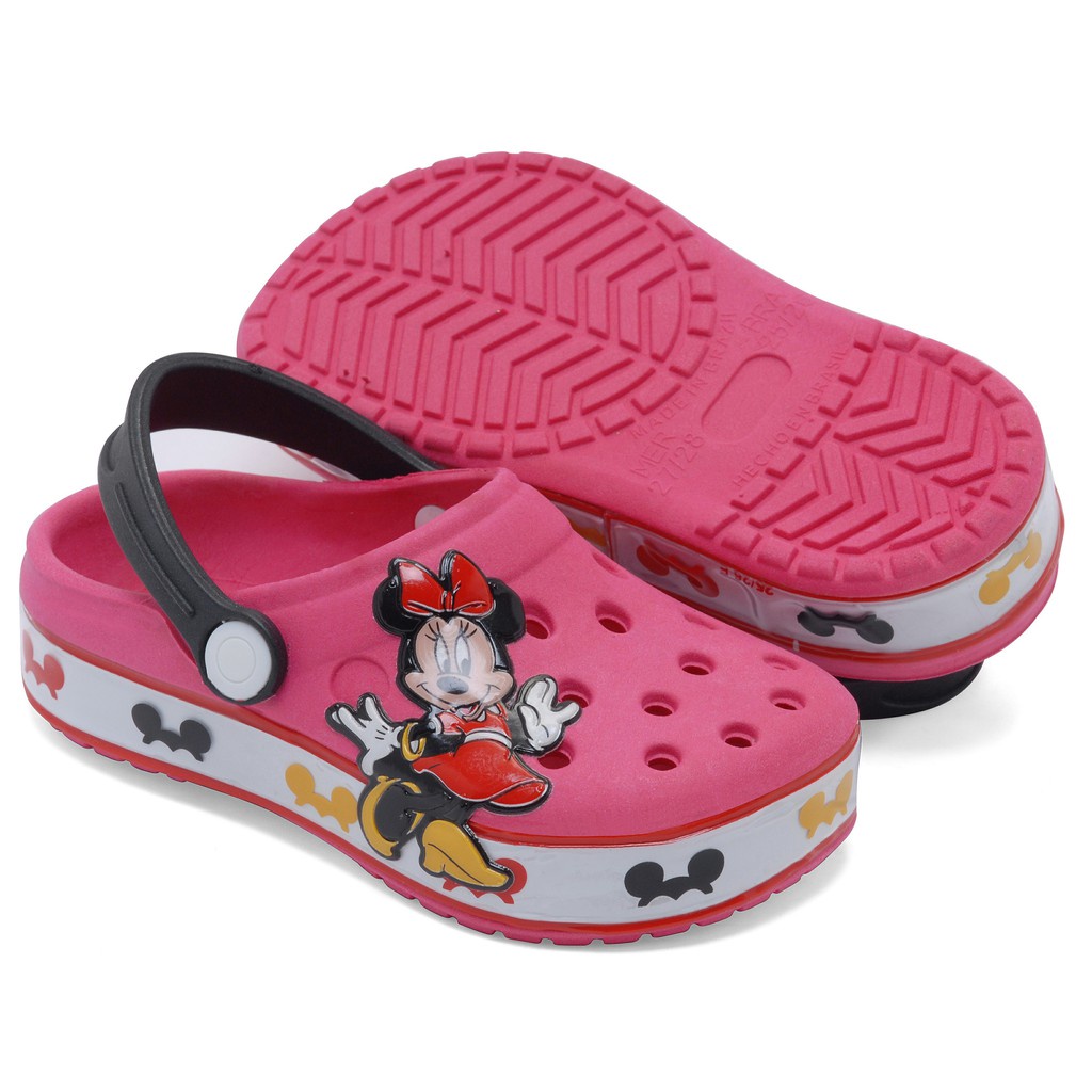 Babuche Papete Sandália Infantil Personagem Confortável Macios e Leves Minnie