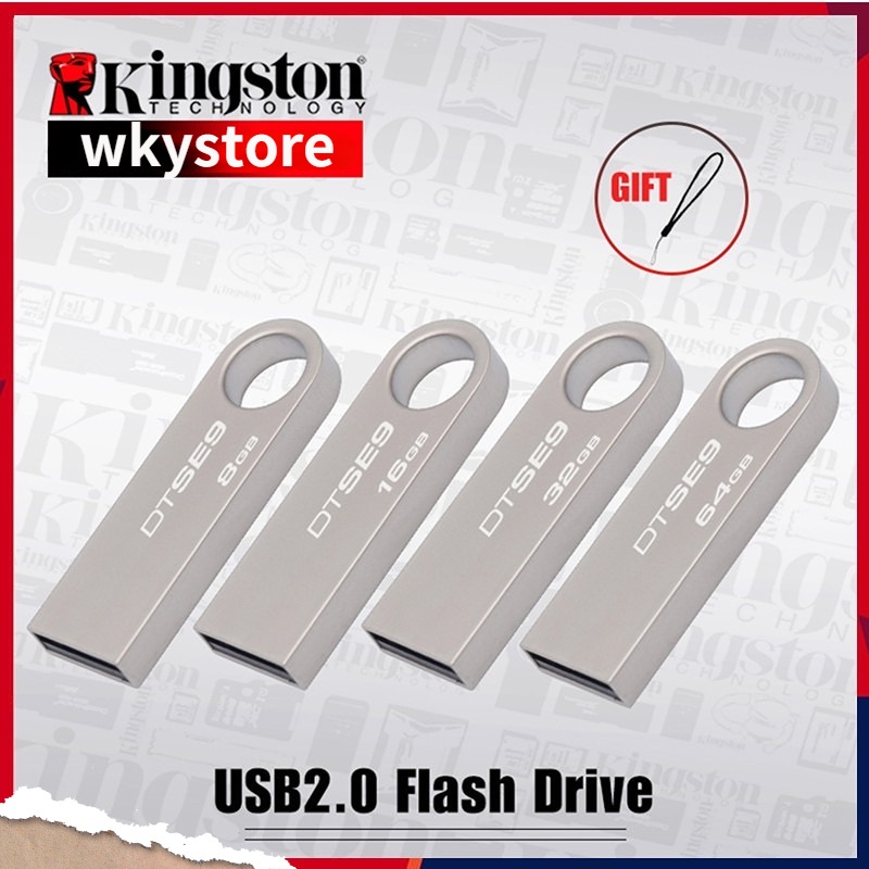 Kingston DataTraveler SE9 4GB 8GB 16GB 32GB 64GB 128GB 256GB USB 2.0 Caneta De Memória Flash Drives De Metal