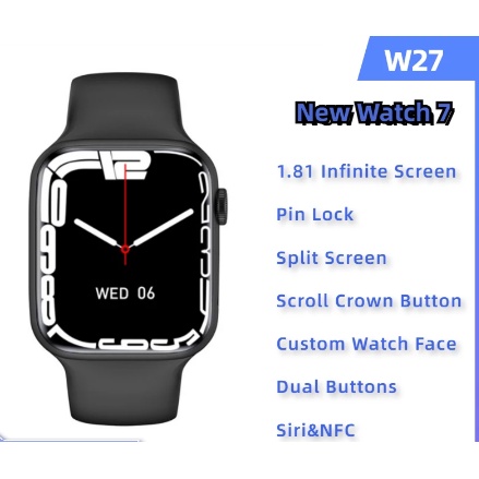 Smartwatch Iwo w27 série 7 relógio inteligente Android e IOS nfc bluetooth assistente siri