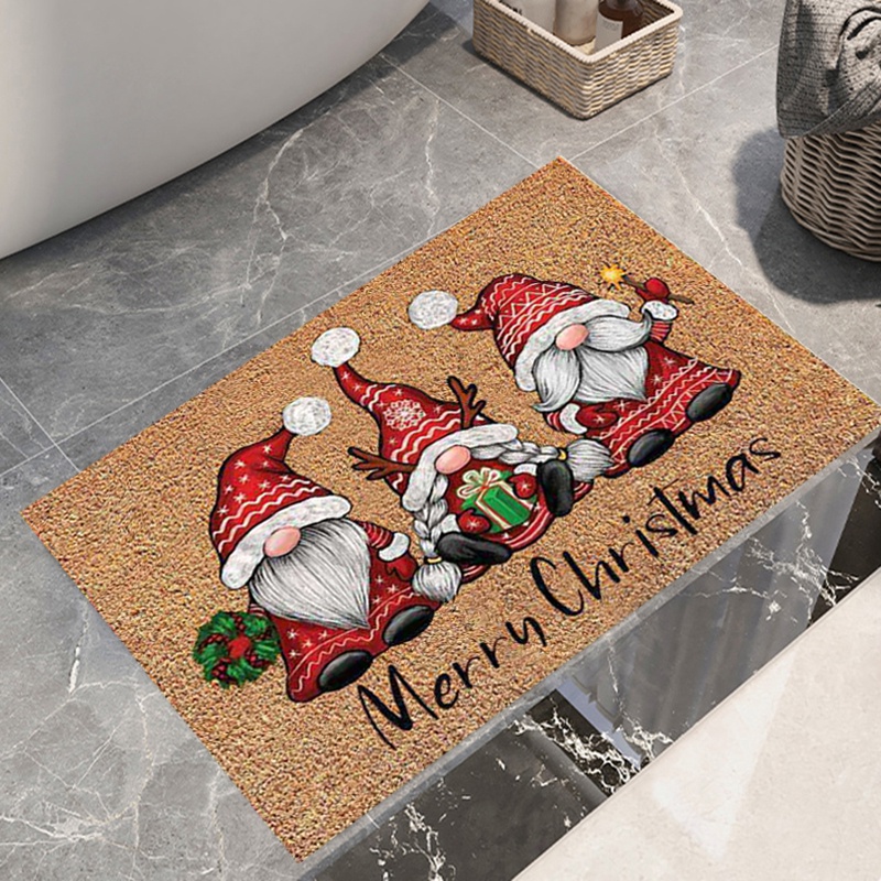 Tapete De Flanela Antiderrapante Com Tema De Natal Para Porta Da Frente / Entrada / Decoração Da Casa
