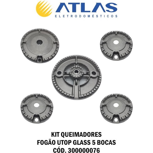 Kit 5 Queimadores Fogão Atlas U.top Glass Mesa De Vidro  Codigo:30000076 100% Original  PRONTA ENTREGA em Oferta na Shopee
