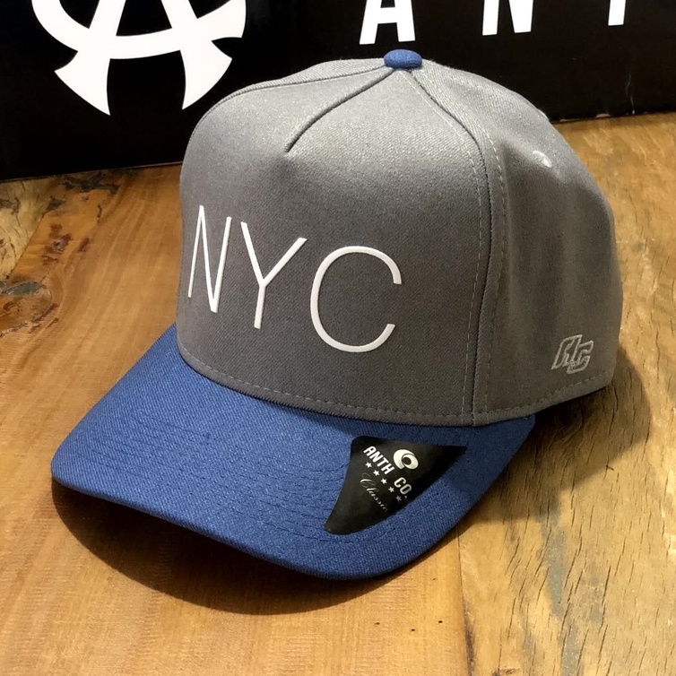 Boné NYC Anth New York City Snapback NY Sarja Premium cinza aba azul