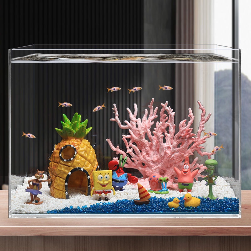 Decoração Para Aquário Ornamentos De Modelo Boneca De Escritório Mão Bob Esponja Paisagismo Tanque De Peixes Do Carro Brinquedo