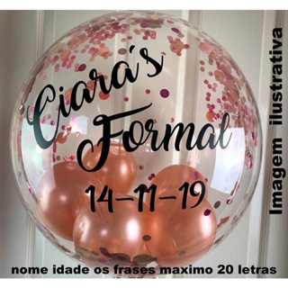 Balão Bubble 24 pol personalizado com 8 Bexigas Metalizada e confete com nome e idade ou frase em Oferta na Shopee