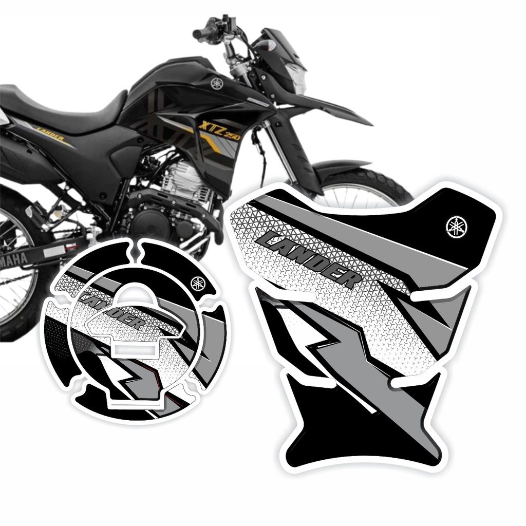 Adesivo Protetor Tanque Bocal XTZ 250 Lander Tankpad 2018 a 2022 Preto Preta Yamaha