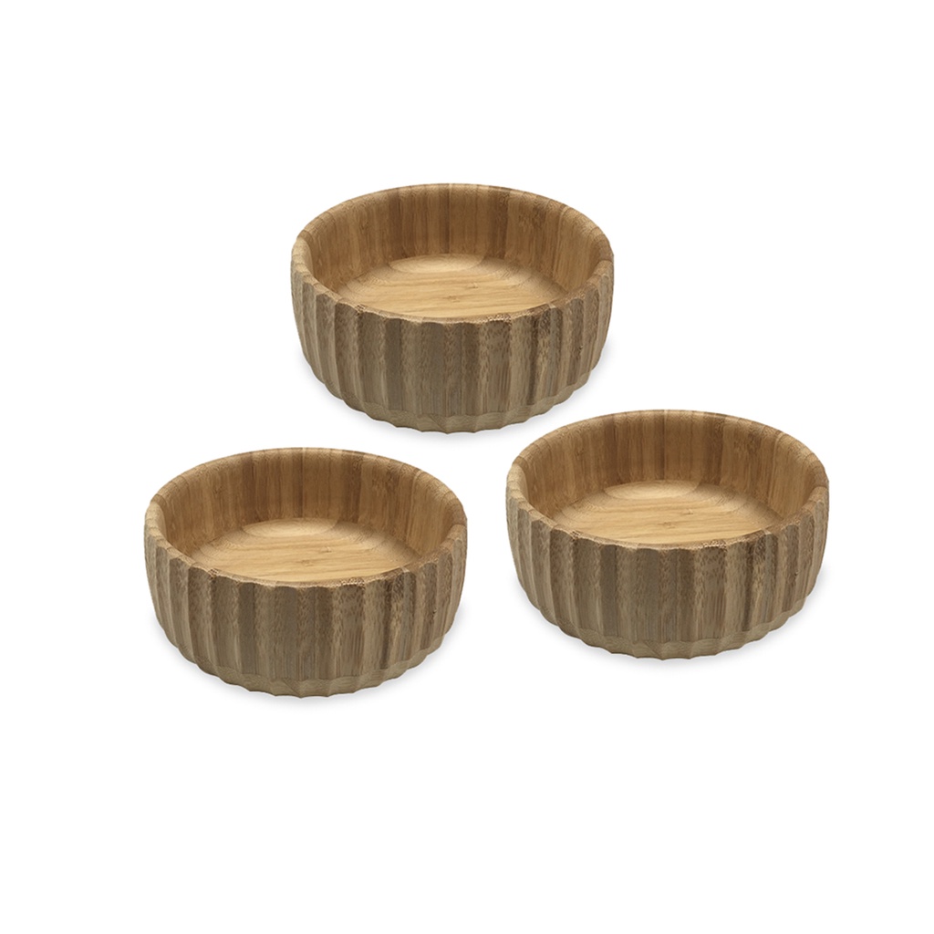 Kit de 3 bowls de bambu canelados - Oikos em Oferta na Shopee