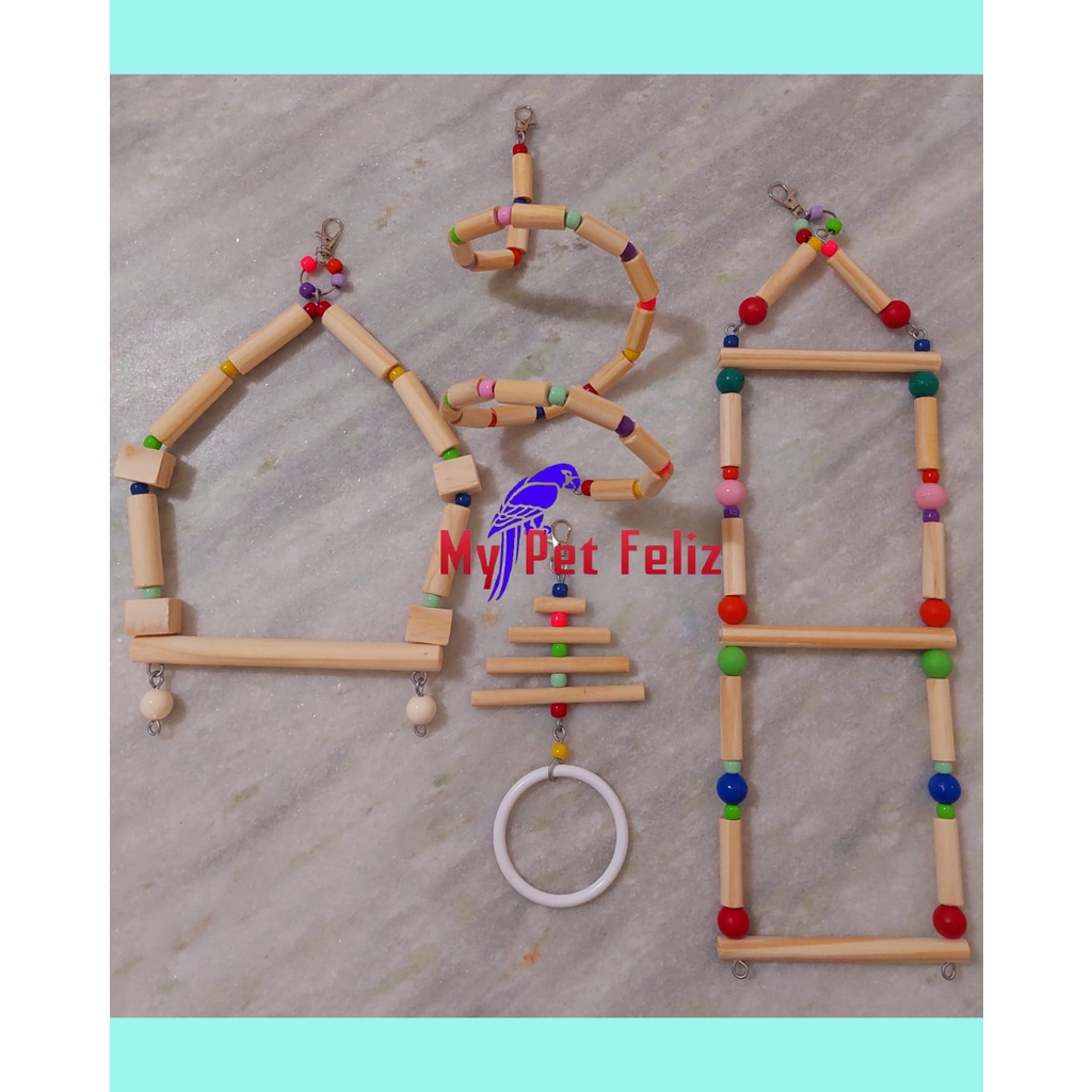 brinquedos para calopsita - brinquedo calopsita - brinquedos para viveiros - brinquedo para periquito - brinquedo para agapornis (KIT12-natural)