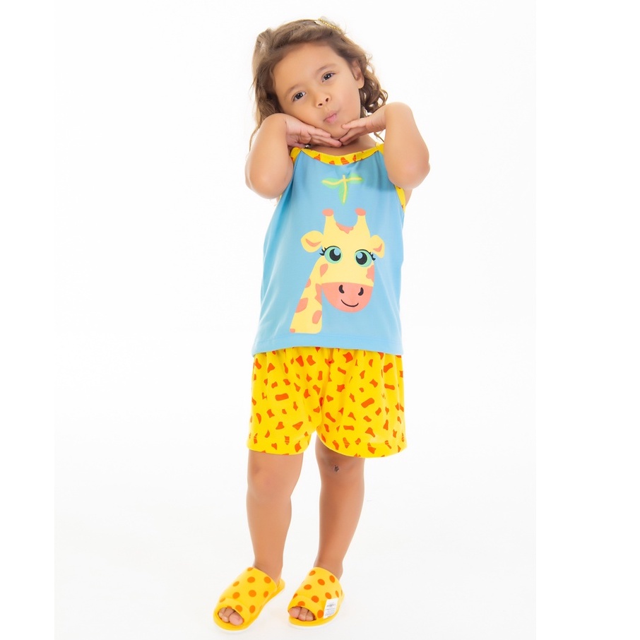 Baby Doll Infantil Pijama Melhor Preço Curto Verão Promoção Conforto Alcinha Girafa