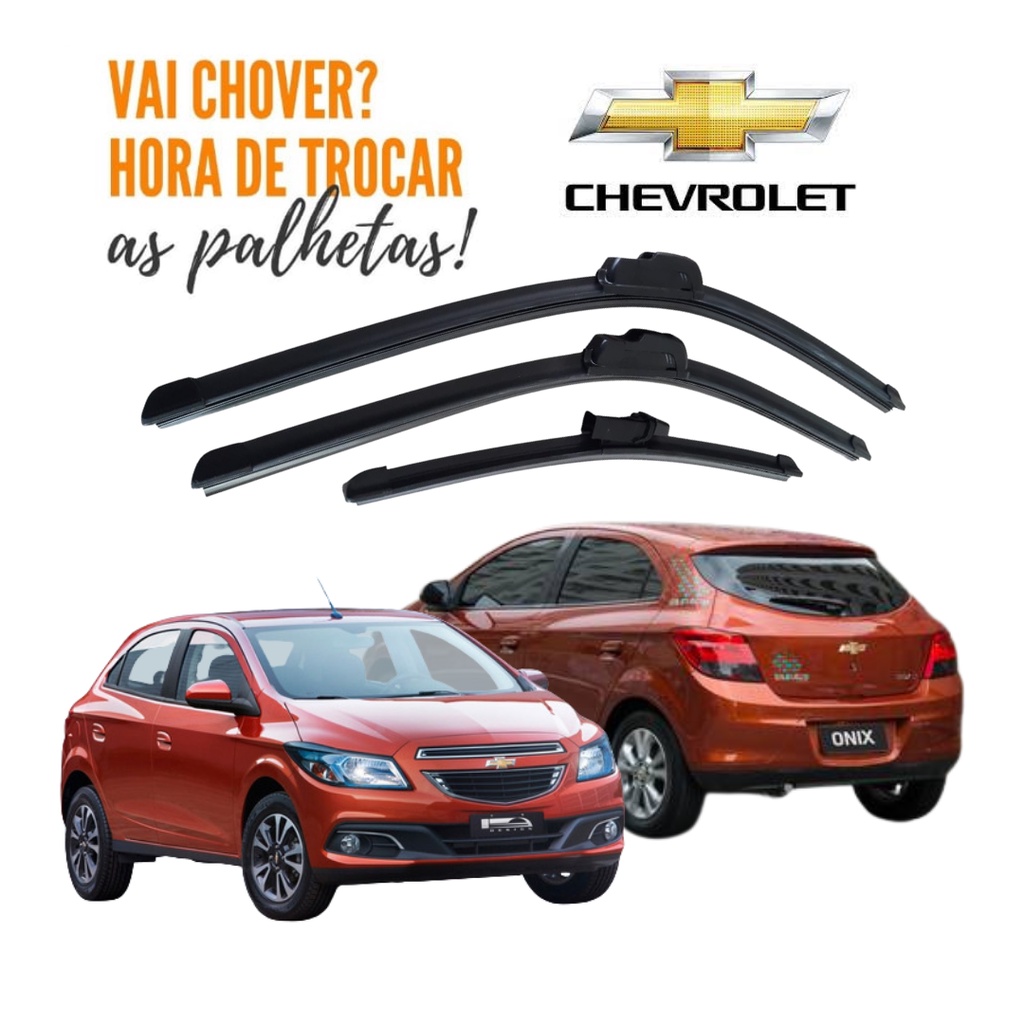 Kit 3 Palhetas Limpador Parabrisa Dianteiro + Traseiro Gm Chevrolet Onix 2016 2017 PROMOÇÃO SHOPEE em Oferta na Shopee