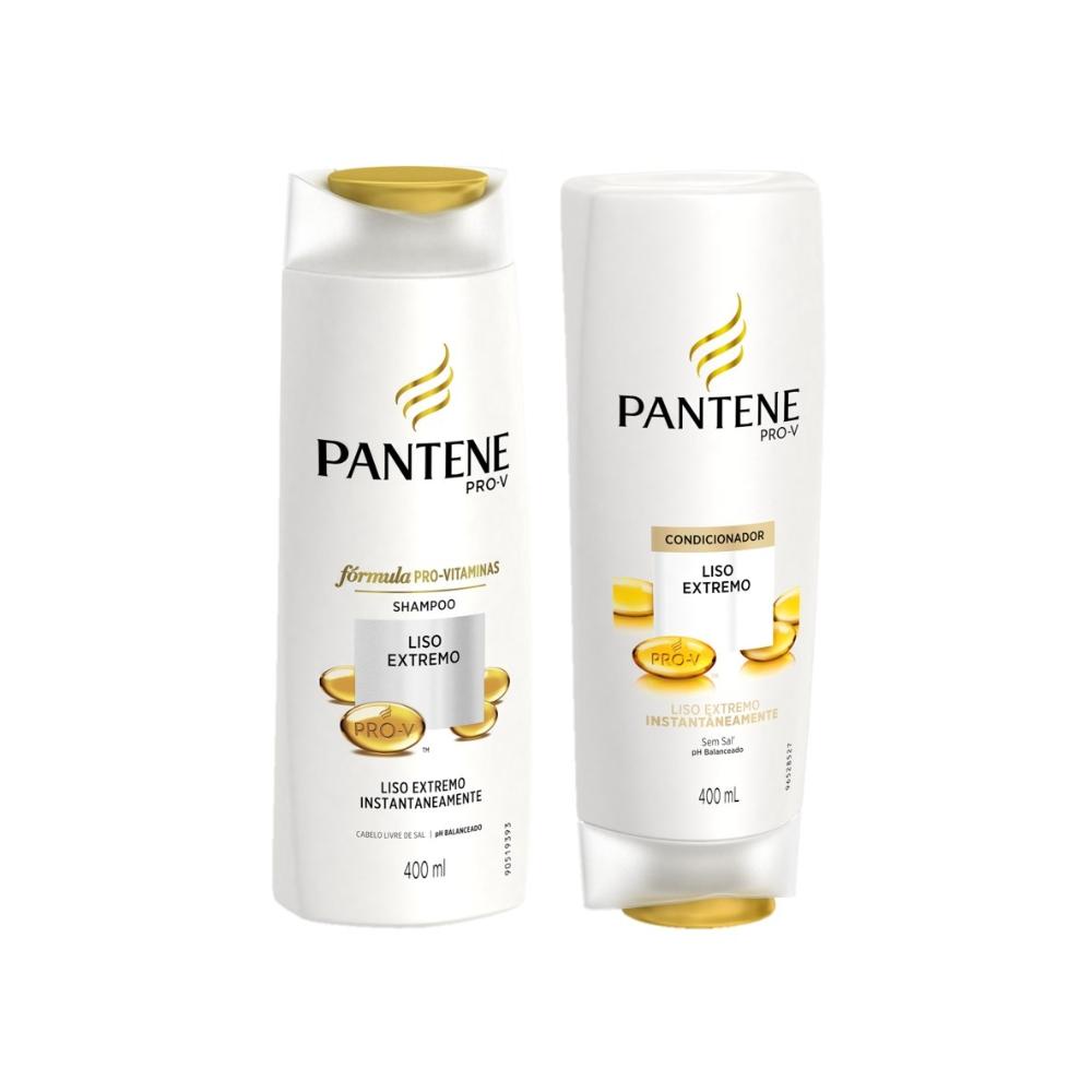 Kit c/ Shampoo + Condicionador Pantene Liso Extremo 400 ml em Oferta na Shopee