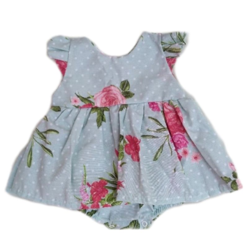 Body vestidinho para bebê menina verde/floral Ayla
