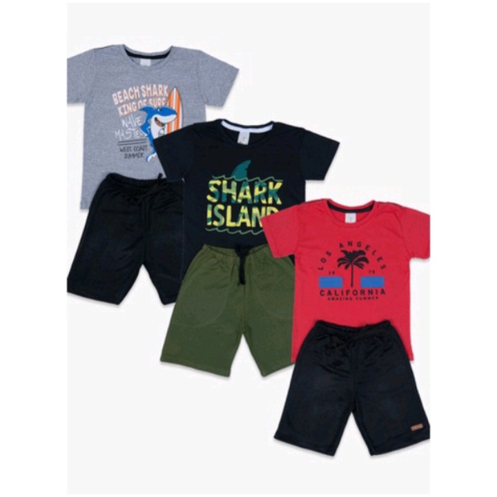 Kit com 3 conjuntos infantil masculino roupa de criança para menino ...