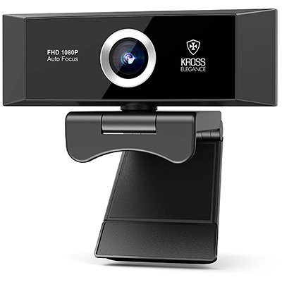 Webcam 1080p Full HD Foco Automático Kross Elegance com tripé e tampa de privacidade