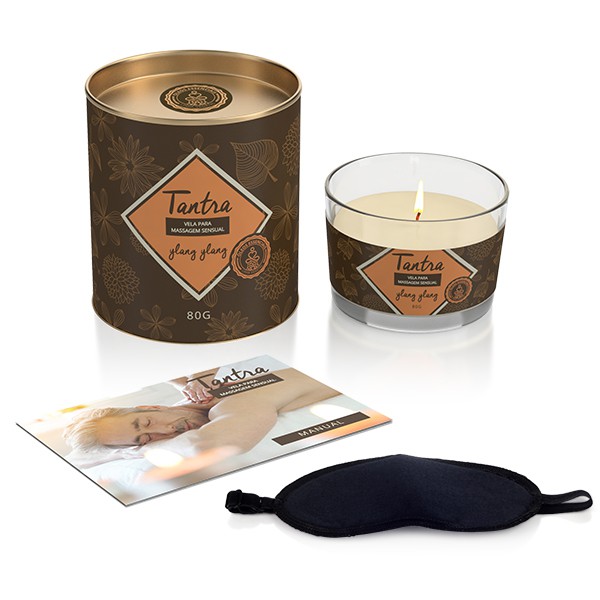 Vela Óleo Para Massagem Sensual com Tapa Olho Tantra Ylang Ylang