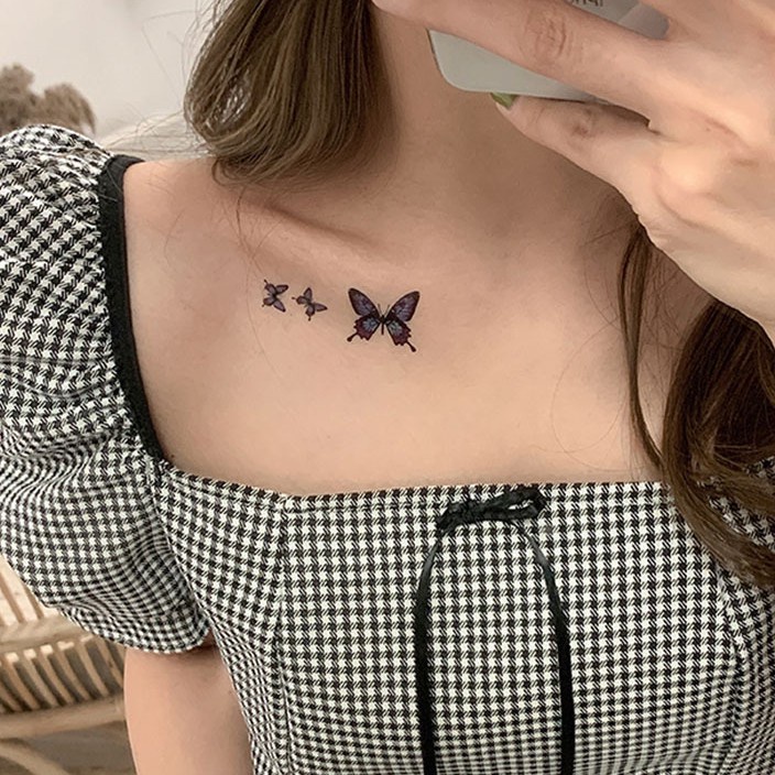 Adesivo de Tatuagem de Borboleta Azul