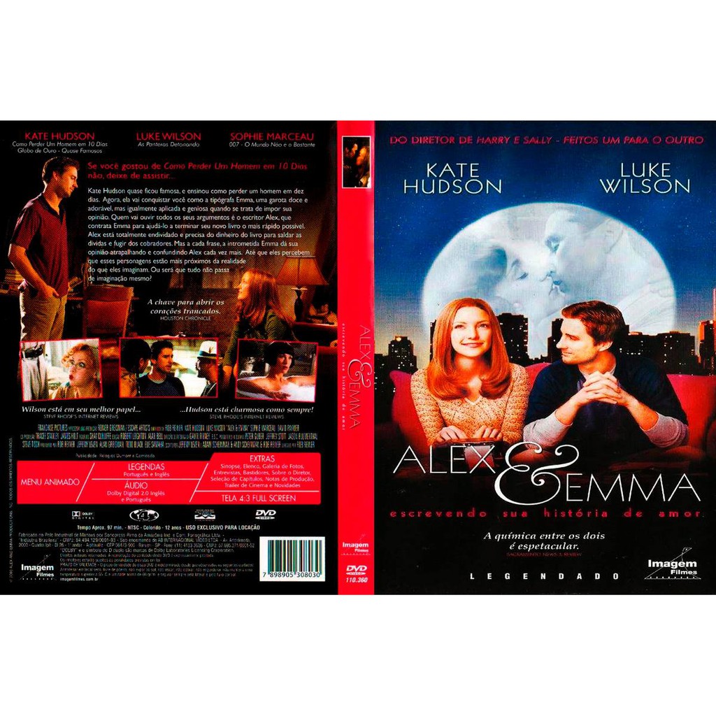 Dvd Alex & Emma, Kate Hudson, Comédia Romântica, Original